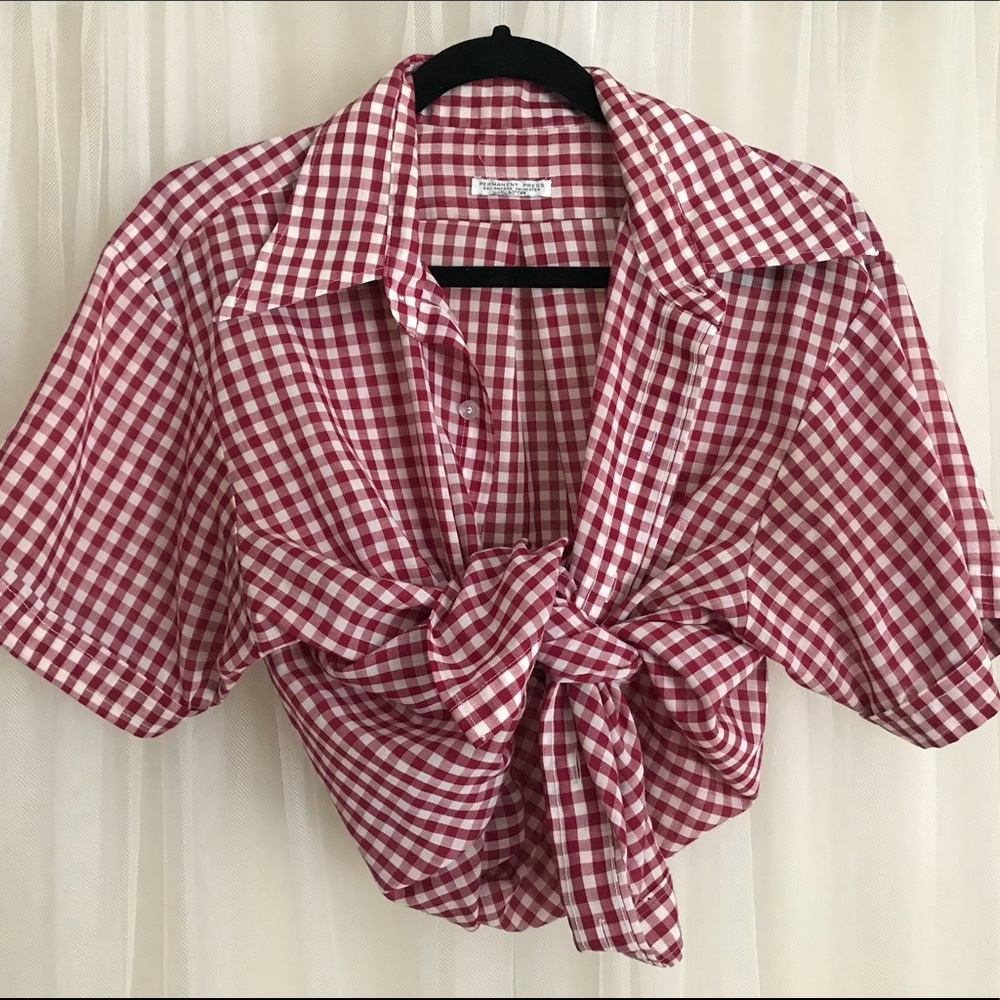 vintage red checkered short sleeve